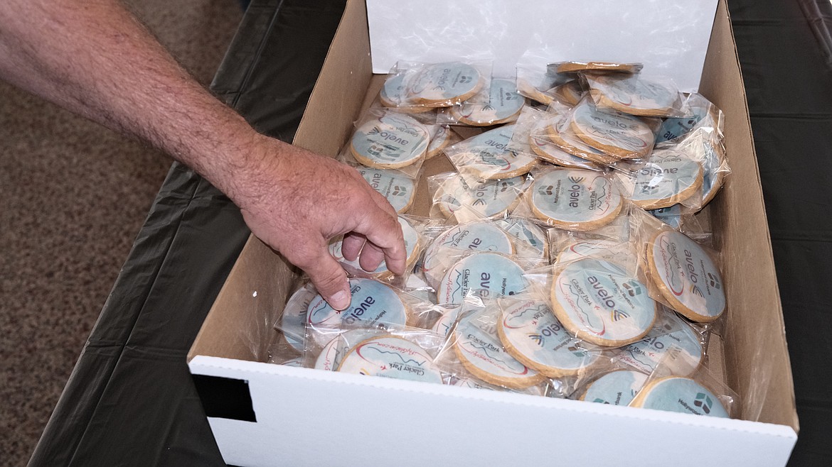 Customized cookies mark the occasion of the inaugural Avelo Airlines flight between Burbank, California, and Glacier Park International Airport outside Kalispell on May 22, 2023. (Adrian Knowler/Daily Inter Lake)