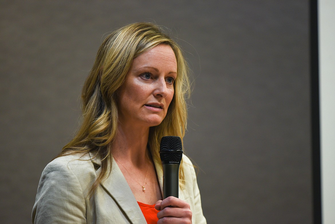 Rep. Amy Regier, R-Kalispell, speaks at a meeting for the Glacier Country Pachyderm Club on May 19, 2023 after the end of the 68th Legislative session. (Kate Heston/Daily Inter Lake)