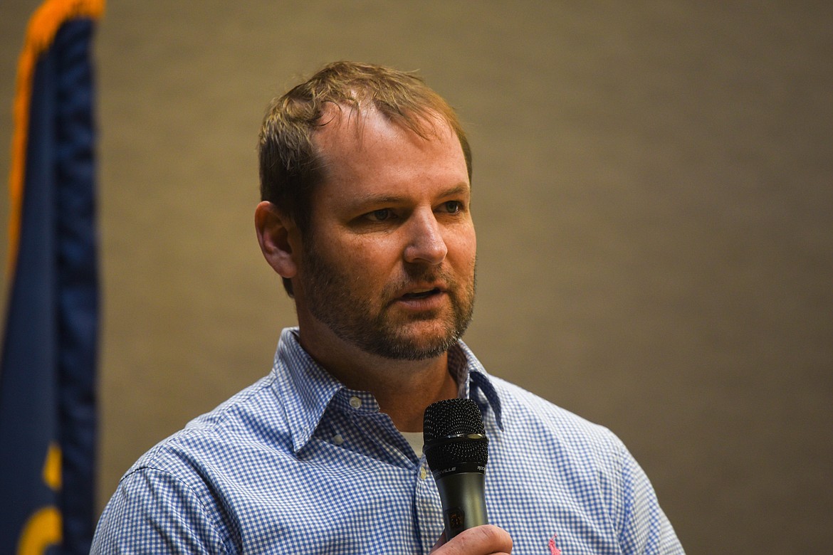 Speaker of the House Matt Regier, R-Kalispell, speaks at a meeting for the Glacier Country Pachyderm Club on May 19, 2023 after the end of the 68th Legislative session. (Kate Heston/Daily Inter Lake)