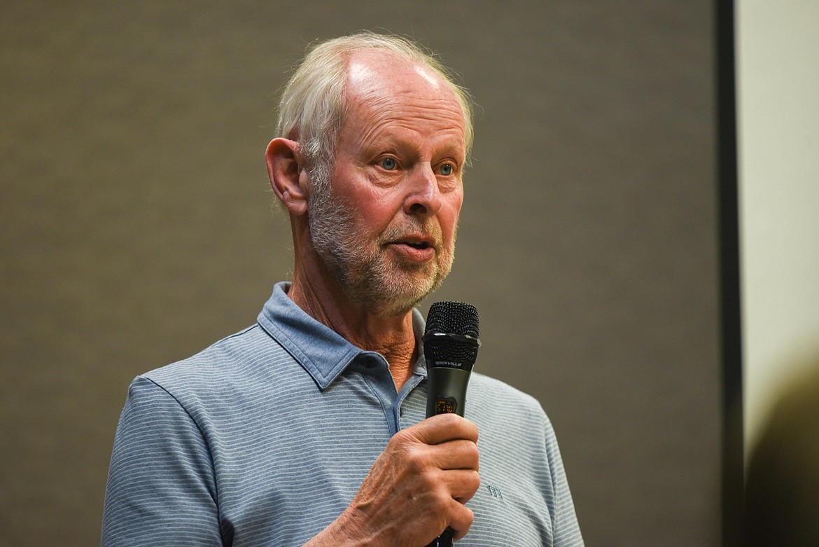 Sen. Keith Regier, R-Kalispell, speaks at a meeting for the Glacier Country Pachyderm Club on May 19, 2023 after the end of the 68th Legislative session. (Kate Heston/Daily Inter Lake)