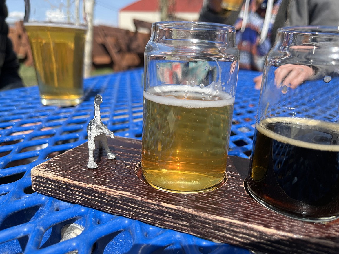 A flight of brews at Glacier Brewing in Polson. (Keila Szpaller/The Daily Montanan)