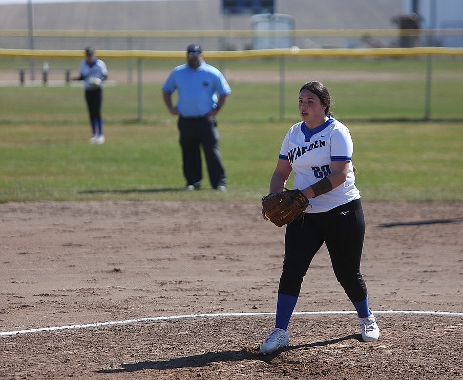 Warden senior Lexi Leinweber pitches against Colfax in a Cougar win on April 19. The Cougars earned the No. 2 seed in the 2B State Softball Tournament.