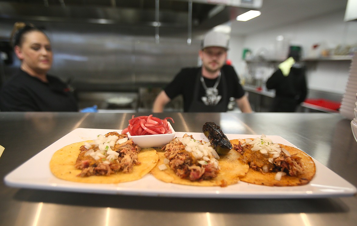 Pork tacos are a fusion of Southern barbecue and Mexican cuisine at Vantage Point Brewing Co. in Coeur d'Alene.