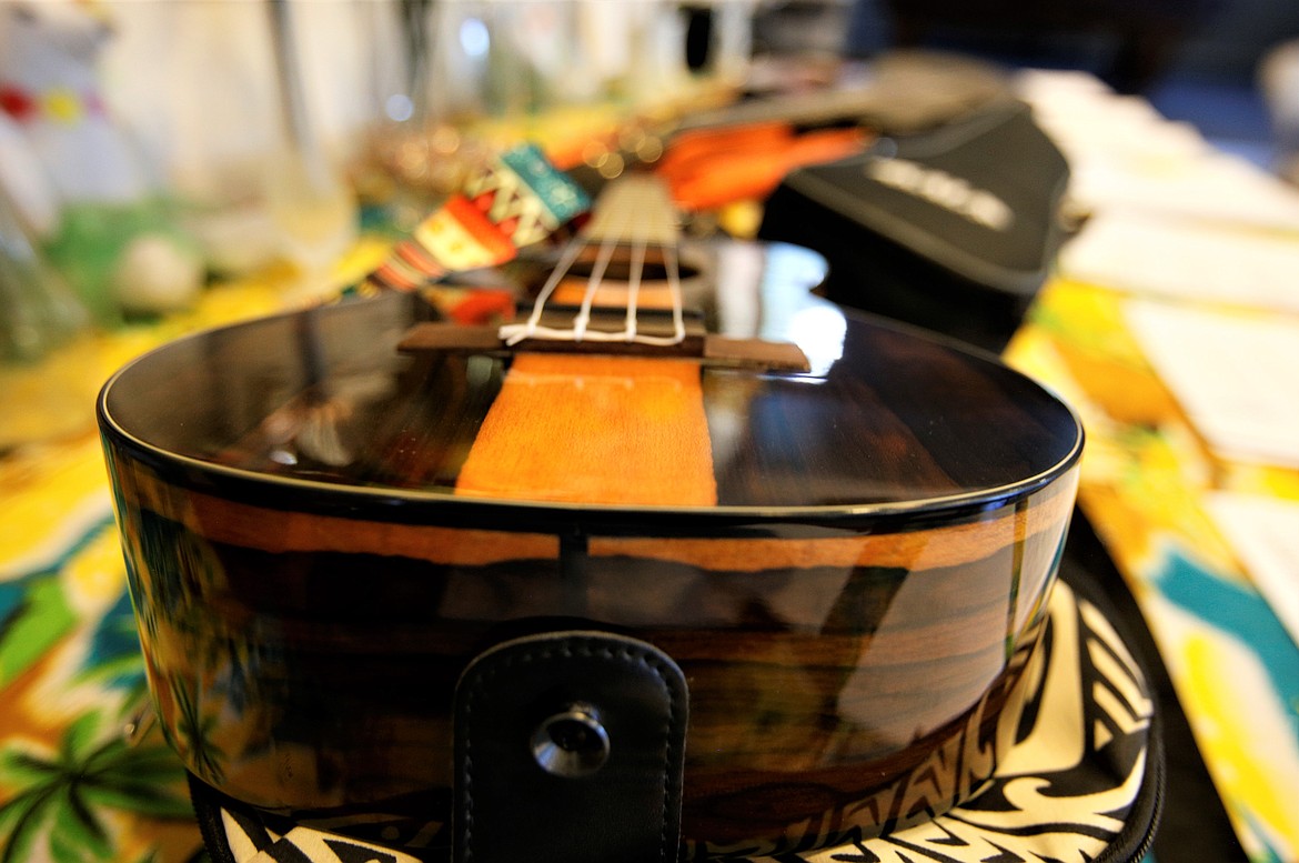 A ukulele is on display at the clubhouse at Oak Crest during a session of the Ukulele Club of Coeur d'Alene.