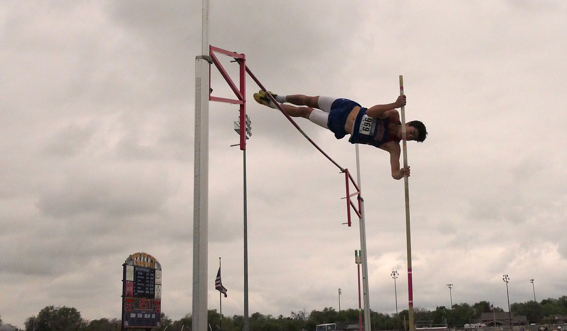 Superior junior Lucas Kovalsky clears the opening height of 12 feet during the Class C pole vault event. Kovalsky cleared 13 feet to finish fourth, just ahead of teammate Decker Milender who cleared 12-6. (Chuck Bandel/VP-MI)