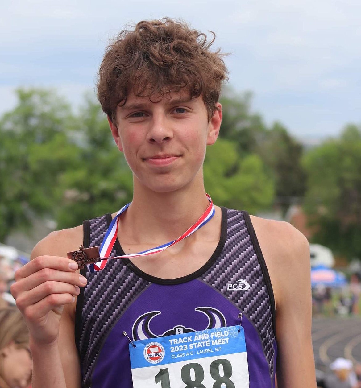 Charlo's Hayden Smith took fourth place in the 3,200 meter at the State C Track and Field Championships in Laurel. (Michelle Sharbono photo)