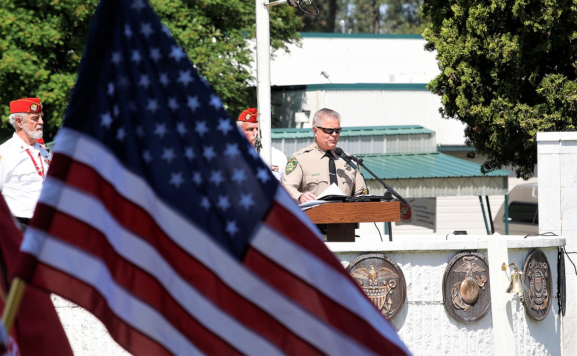 Kootenai County Sheriff Bob Norris speaks at the Memorial Day ceremony at Coeur d'Alene Memorial Gardens.