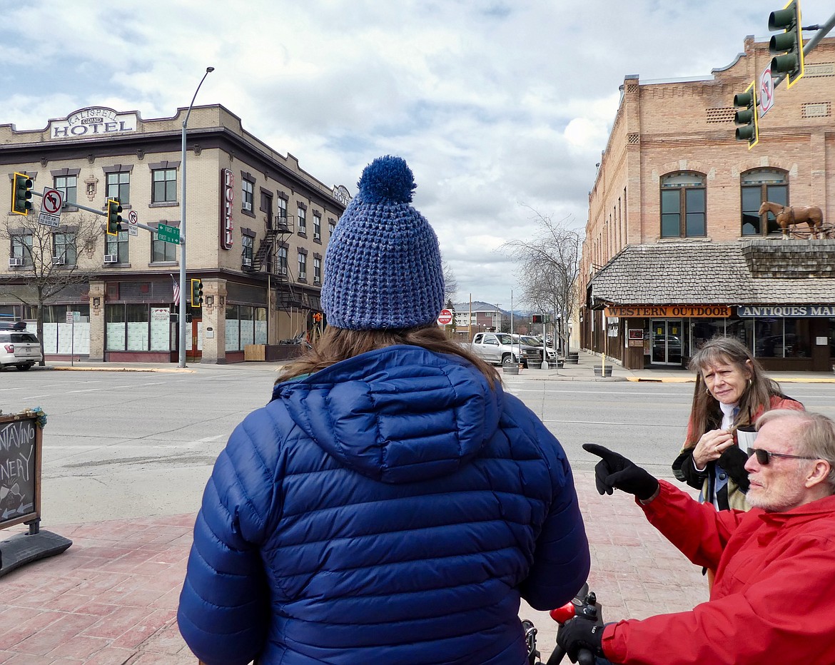 Participants attend a trial run of the Northwest Montana History Museum's Downtown Kalispell Walking Tour: The Iron Horse Snorted in the Garden of Eden, which officially launches June 5 and runs every Monday through September. (Photo provided by the Northwest Montana History Museum)