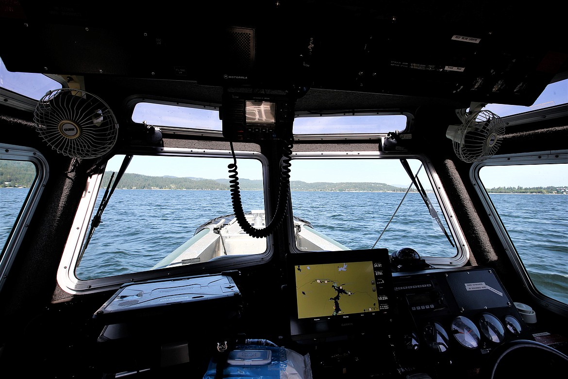 The view out the front windows of the Kootenai County Sheriff's Office marine patrol unit on Lake Coeur d'Alene on Wednesday.