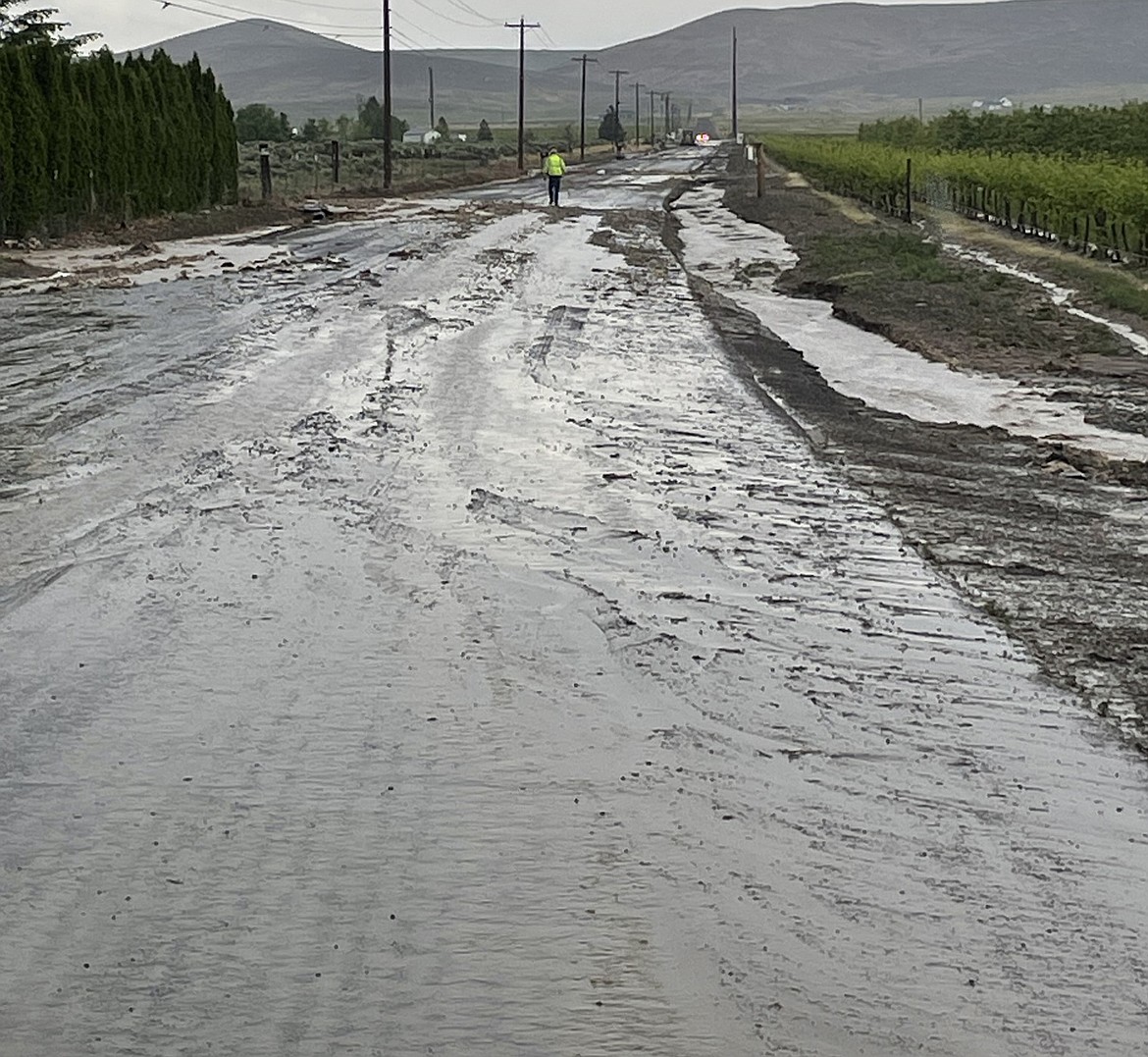 The area around Adams Road and Road 13 Northwest shows the effects of Saturday’s rainstorm.