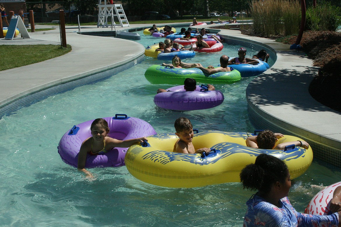 Swimmers float around the Lazy River at the Surf ‘n Slide water park in Moses Lake in summer 2022. Surf ‘n Slide has already opened for the summer, and other Columbia Basin pools will be opening in mid-June.