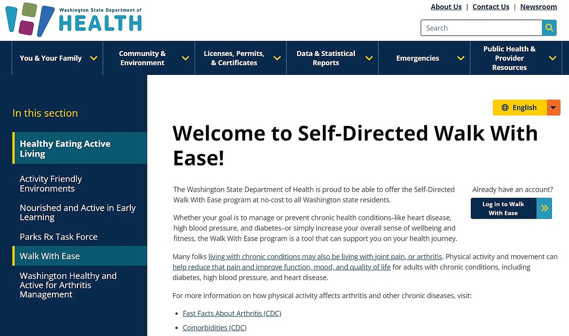 The "Walk with Ease" program is available through a free online portal that is available to any Washington resident.