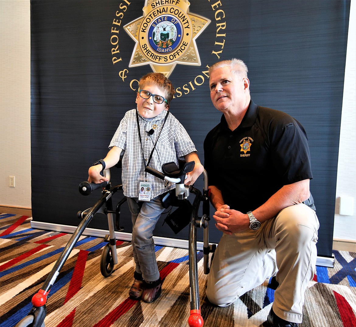 Kootenai County Sheriff Bob Norris poses with Edward Vawter after deputizing him during a special ceremony on Thursday.