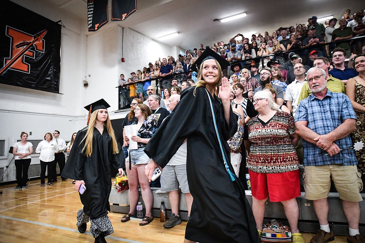 Graduates file into the gymnasium during Flathead High School's Class of 2023 125th Commencement ceremony on Friday, June 2. (Casey Kreider/Daily Inter Lake)