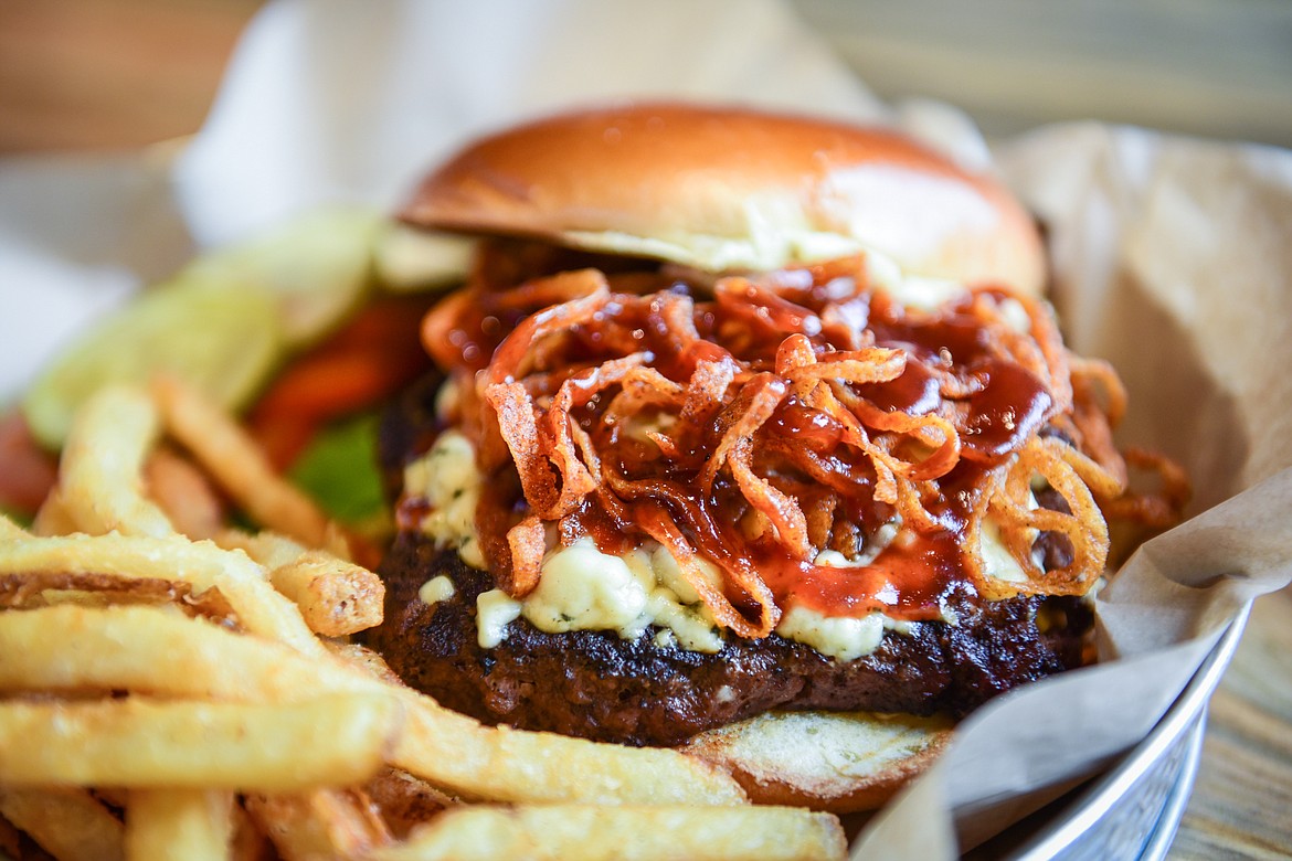 The Bleu Onion BBQ Burger at MacKenzie River Pizza, Grill & Pub at 45 Treeline Road in Kalispell on Thursday, June 1. (Casey Kreider/Daily Inter Lake)