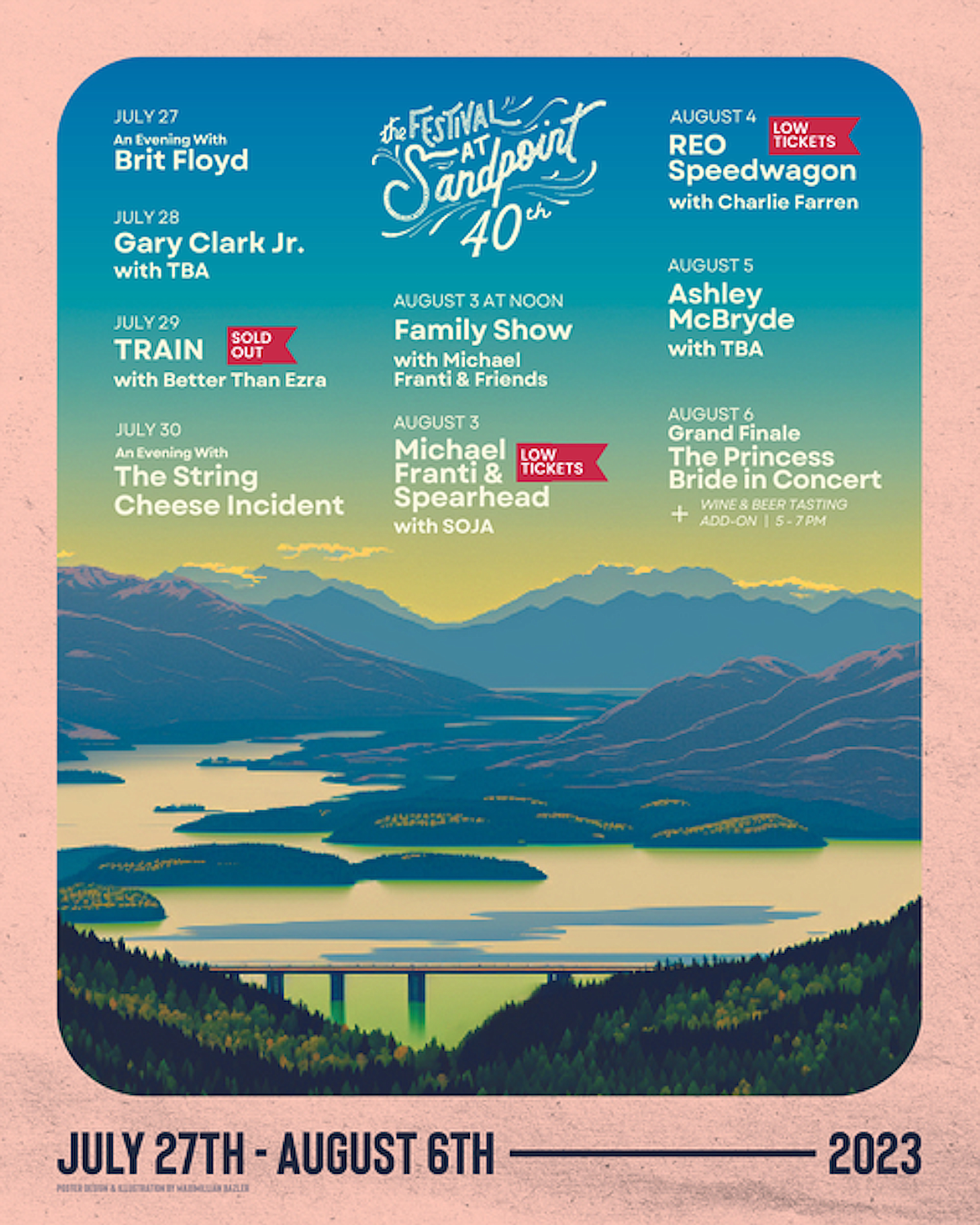 The Festival at Sandpoint recently released its 2023 lineup poster. This year's poster was designed by Max Bazler, a North Idaho College student.