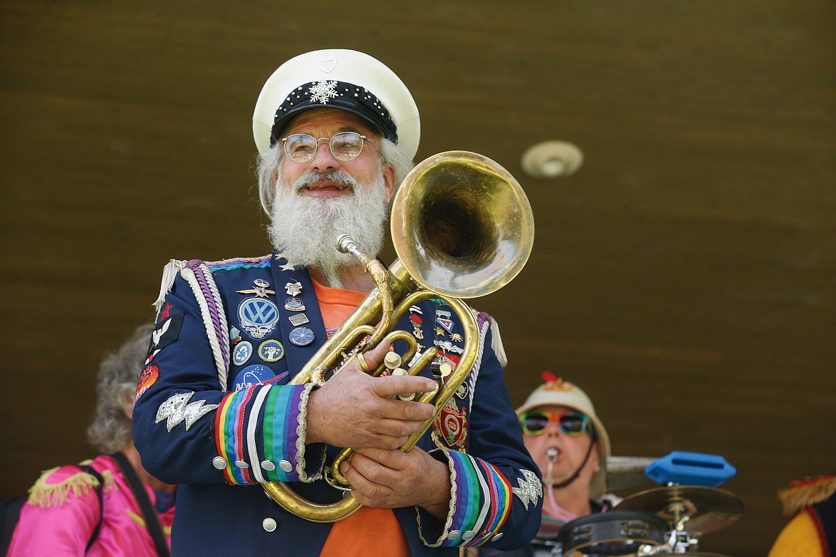 A marching band entertained the crowd who filled City Park on Saturday during Pride in the Park.