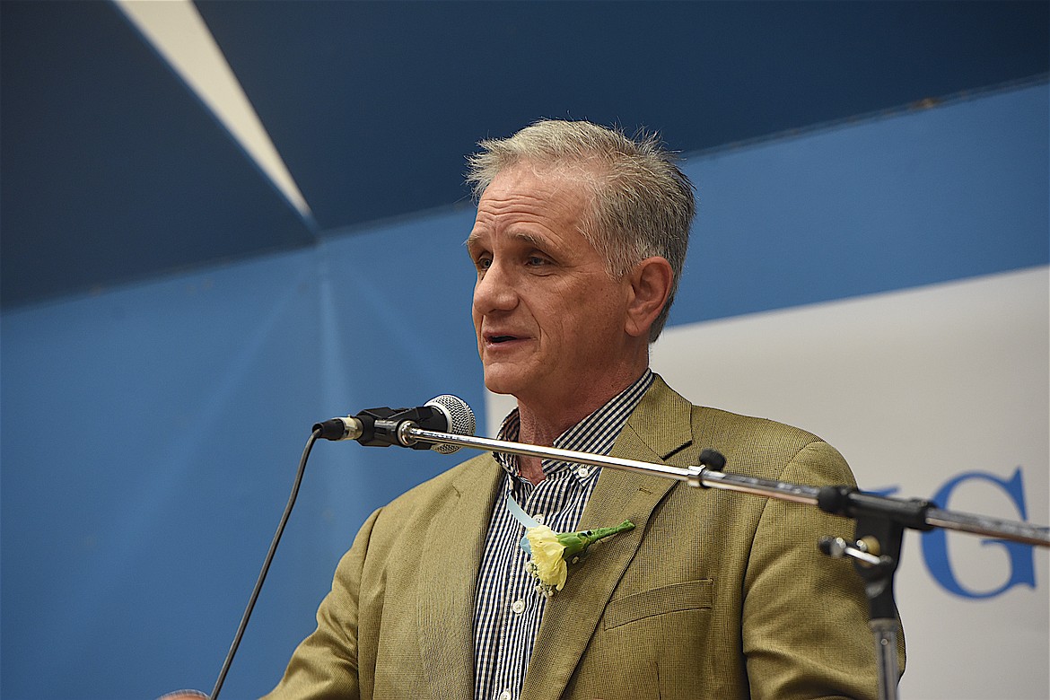 Libby High School 1973 graduate Bruce Vincent was the commencement speaker during ceremonies for the Class of 2023 on Saturday, June 3, in Ralph Tate Gymnasium. (Scott Shindledecker/The Western News)