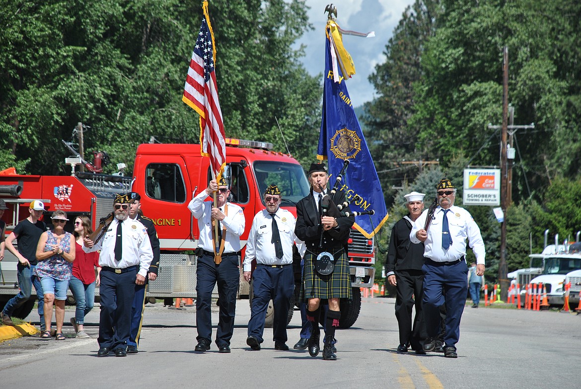 Each Memorial Day as the American Legion Post in St. Regis leads the procession through town community members are invited to march through the center of town on Mullan Gulch Road to the St. Regis River to honor American service members as they drop a commemorative wreath into the waters below. (Mineral Independent/Amy Quinlivan)