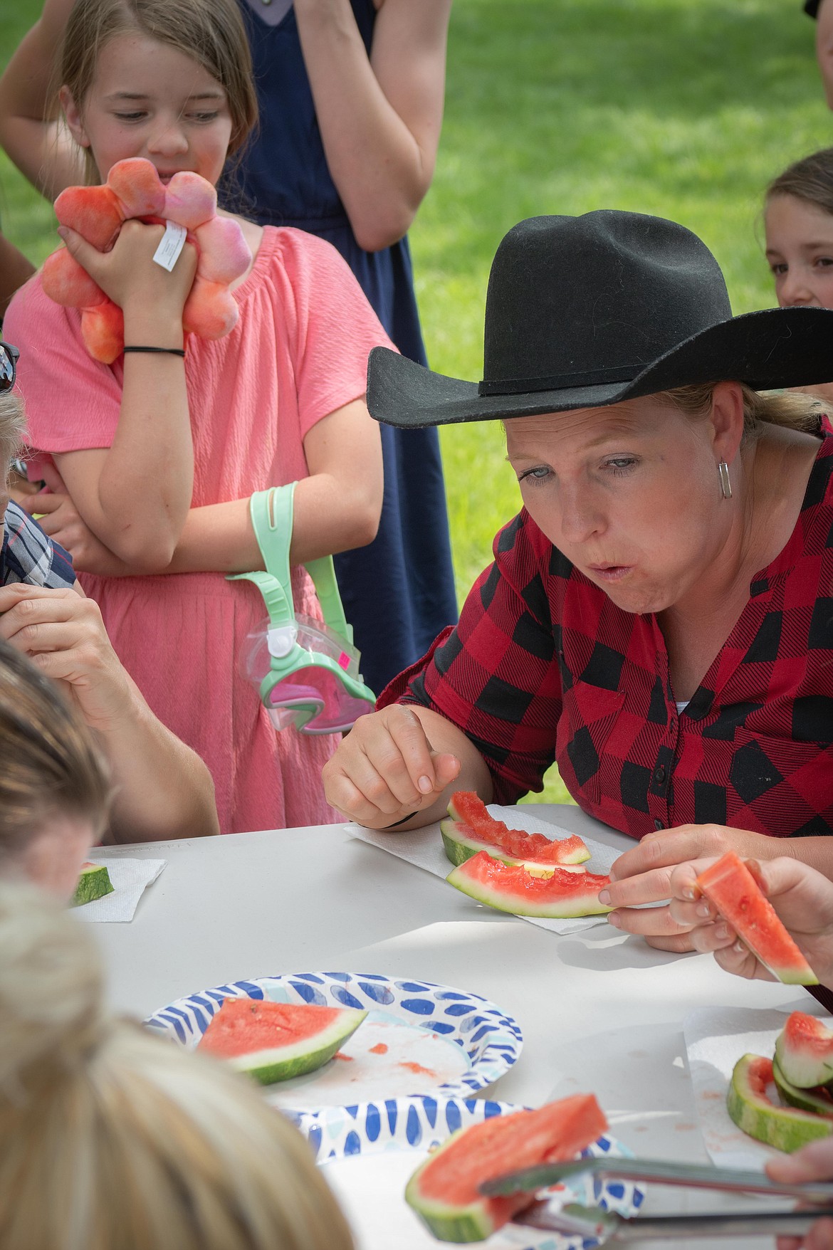 Desiree Barton sacrificed her dress and face for the Watermelon cause. (Tracy Scott/Valley Press)