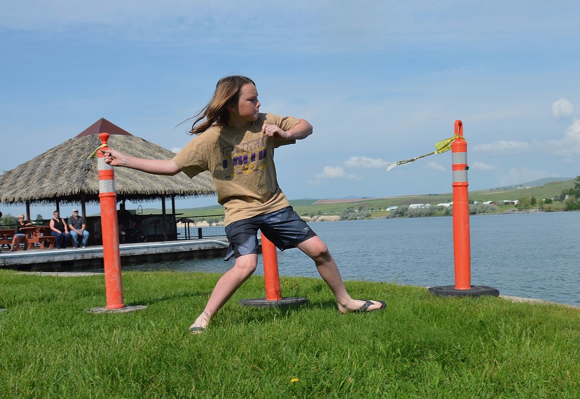 Finn Taylor captured first place in the 13 and under, male, category at the Ken Avison World Rock Skipping Championship, held Saturday at Riverside Recreation in Polson. (Kristi Niemeyer/Leader)