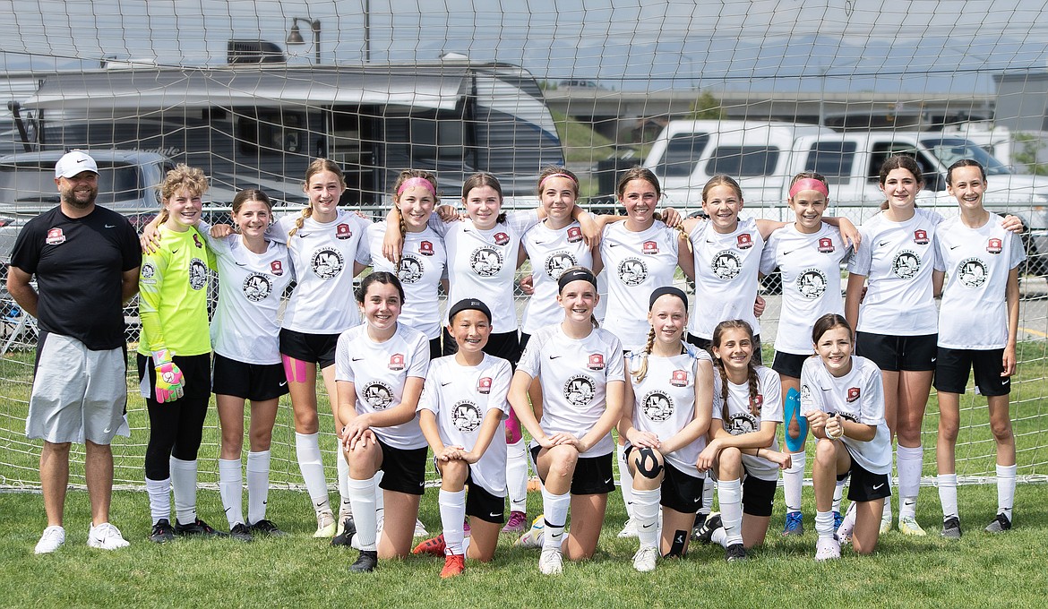 Courtesy photo
The Thorns North FC 10 Girls Academy soccer team went undefeated in its games at the 3 Blind Refs Tournament last weekend in Kalispell, Mont., winning 1-0 in the finals vs. Missoula FC. In the front row from left are Kendalyn Bowlby, Selah McNiel, Averyn Jones, Calla Kuhlmann, Kaelyn Howard and Grier Scott; and back row from left, coach Matt Ruchti, Jordynn Walker, Katie Foster, Ava Roberts, Avery Knowles, Cate Storey, Tayla Ruchti, Finley Wright, Jersey Larson, Mallory Morrisroe, Emily Tanneberger and Lila Moreau.