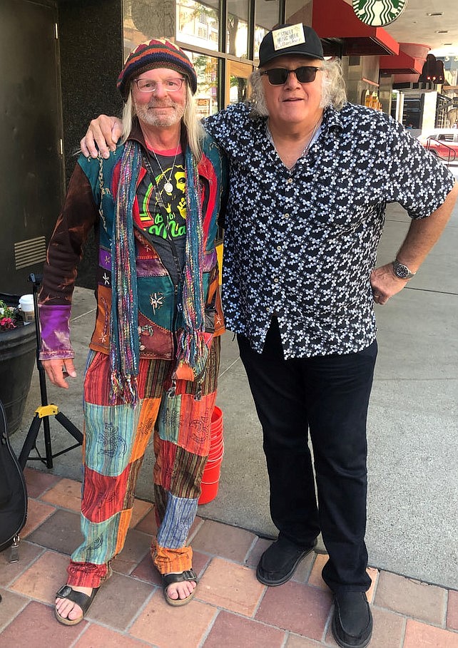Doug Clark, right, and the late Jim Lyons. Jim, a former ER nurse at Kootenai Health, supervised the Coeur d’Alene portion of the annual Street Music Week event until his untimely death last November.
