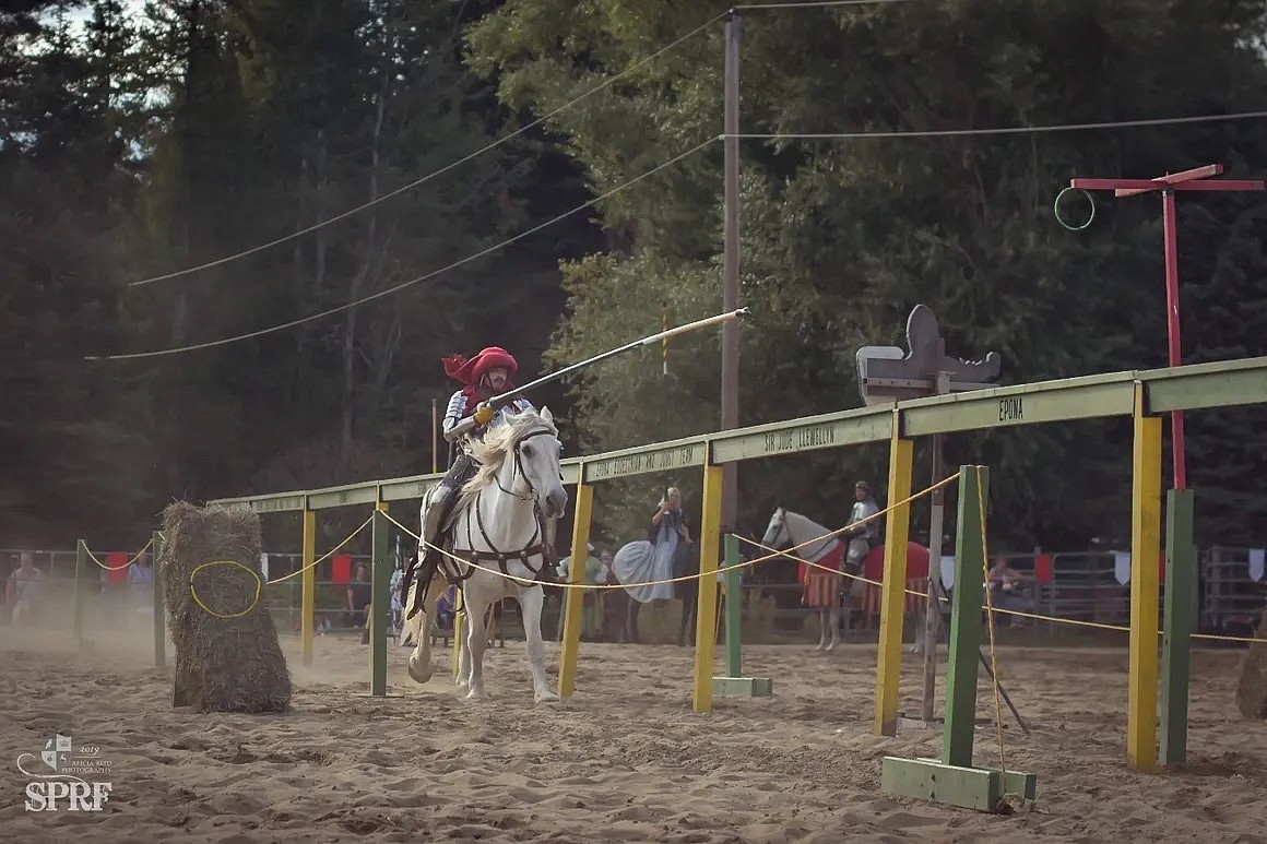 A knight rides down the course at the 2019 jousting competition, one of many events held as part of the Sandpoint Renaissance Faire. After a two-year pause due to the pandemic, the fair returned last year.