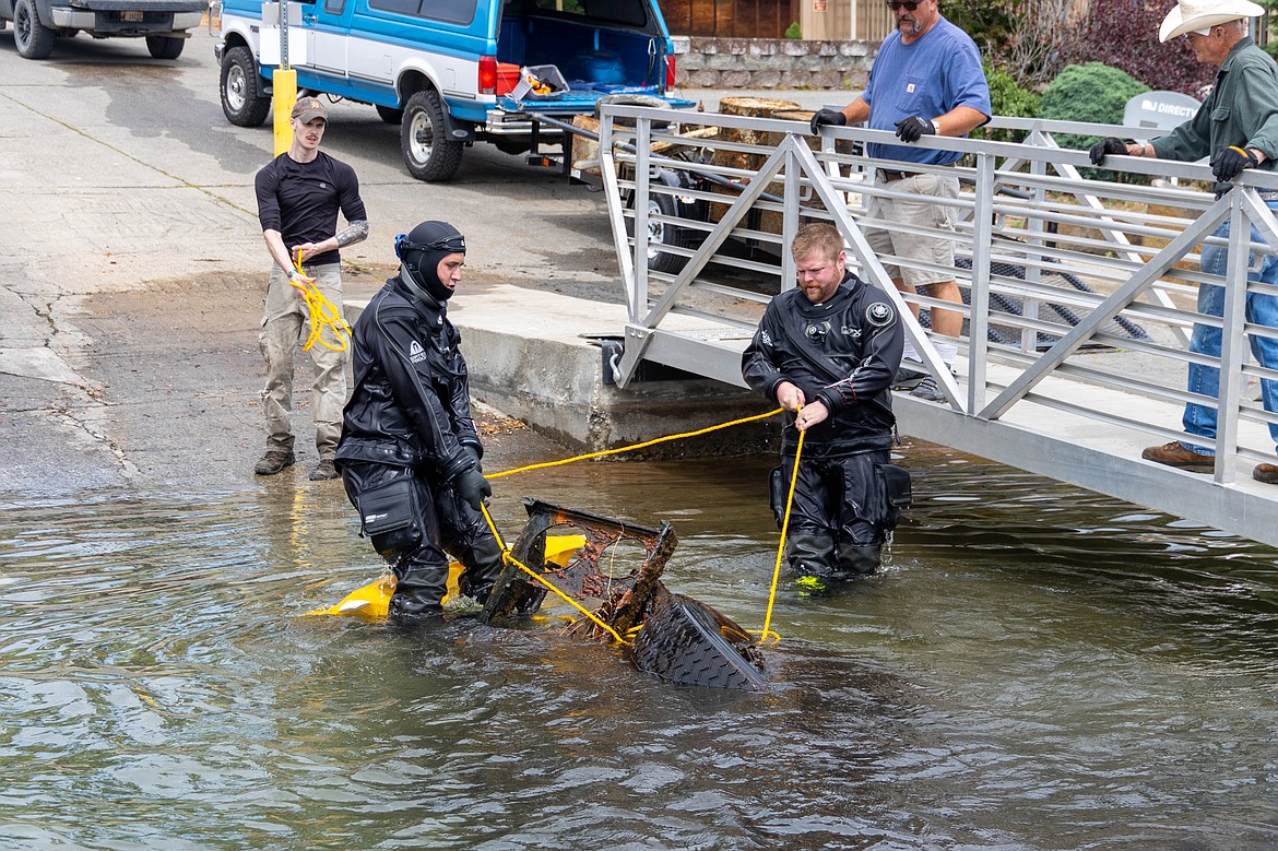 A cook stove was pulled from the bottom of the lake.