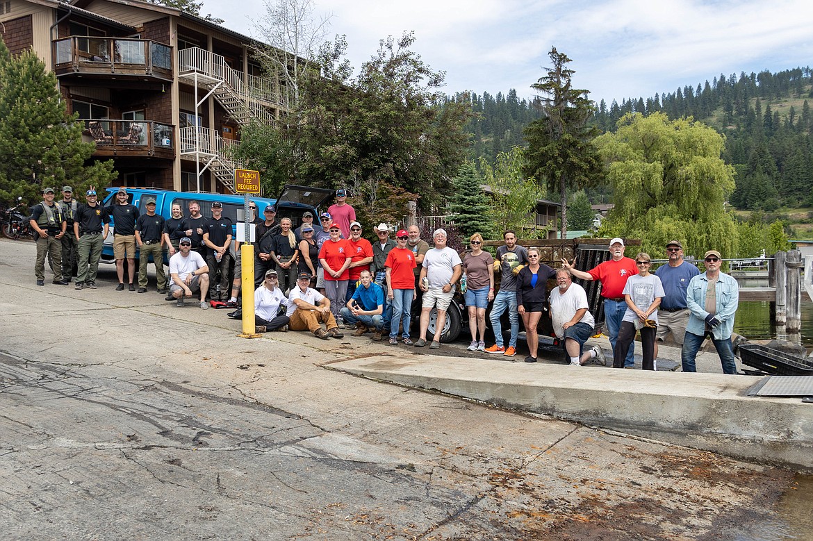 Over three dozen volunteers worked hard to clean the marina.