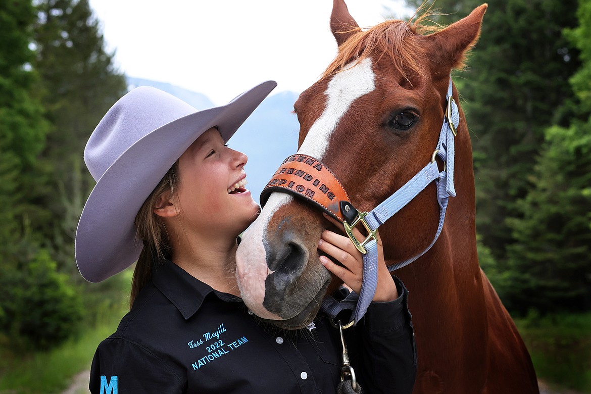 Tess Megill won the junior pole bending event of the Montana High School Rodeo Association. (Jeremy Weber/Bigfork Eagle)