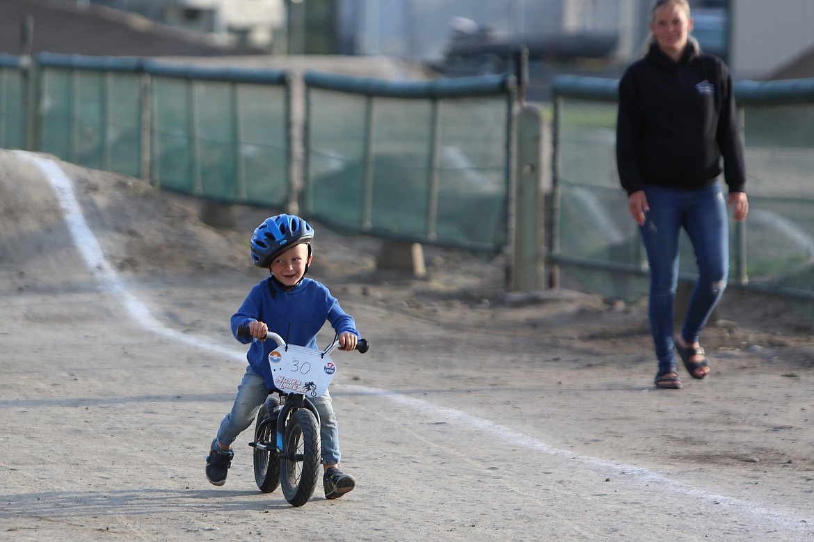 Riders aged five and under competed in the strider race, where riders used their legs to propel down a half-sized portion of the track.