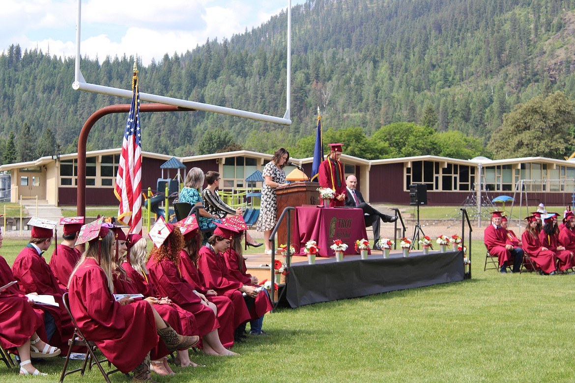 Twenty-nine Troy High School students graduated during ceremonies June 3 on the football field. (Photo courtesy Erin Sarrett, Troy High School)