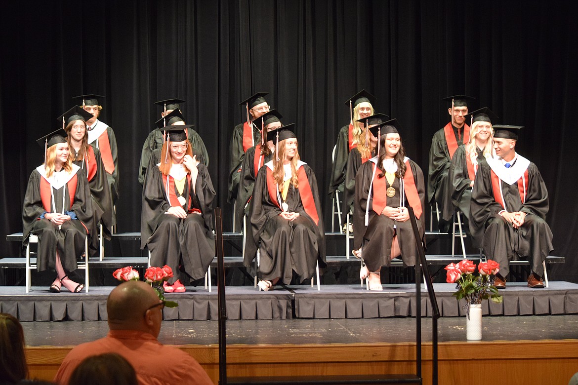 The 15 members of the Almira Coulee Hartline High School class of 2023 gathered on the stage at the beginning of the school’s graduation ceremony June 10.