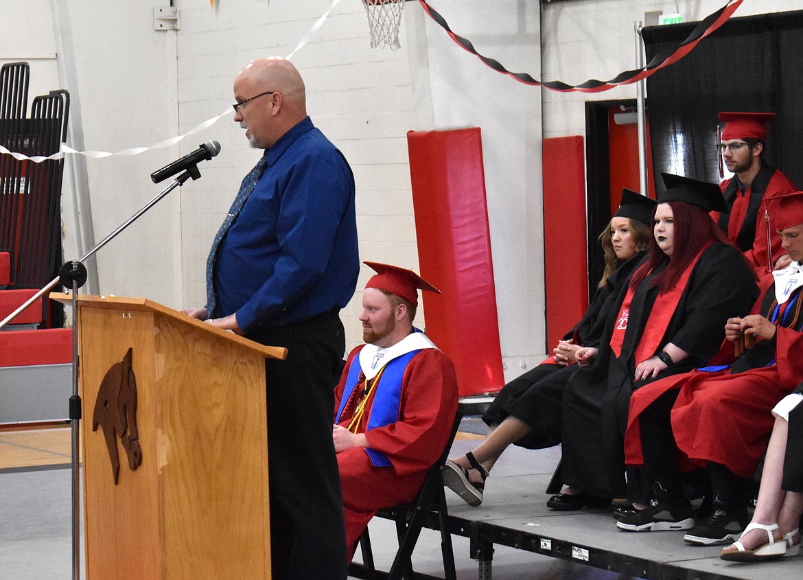 Lind-Ritzville High grad 6.jpg
Joel Martin/Columbia Basin Herald
Guest speaker and RHS history teacher Bryce Court encourages the graduating seniors to make compassion part of their nature, and to embrace whatever path they follow wholeheartedly.