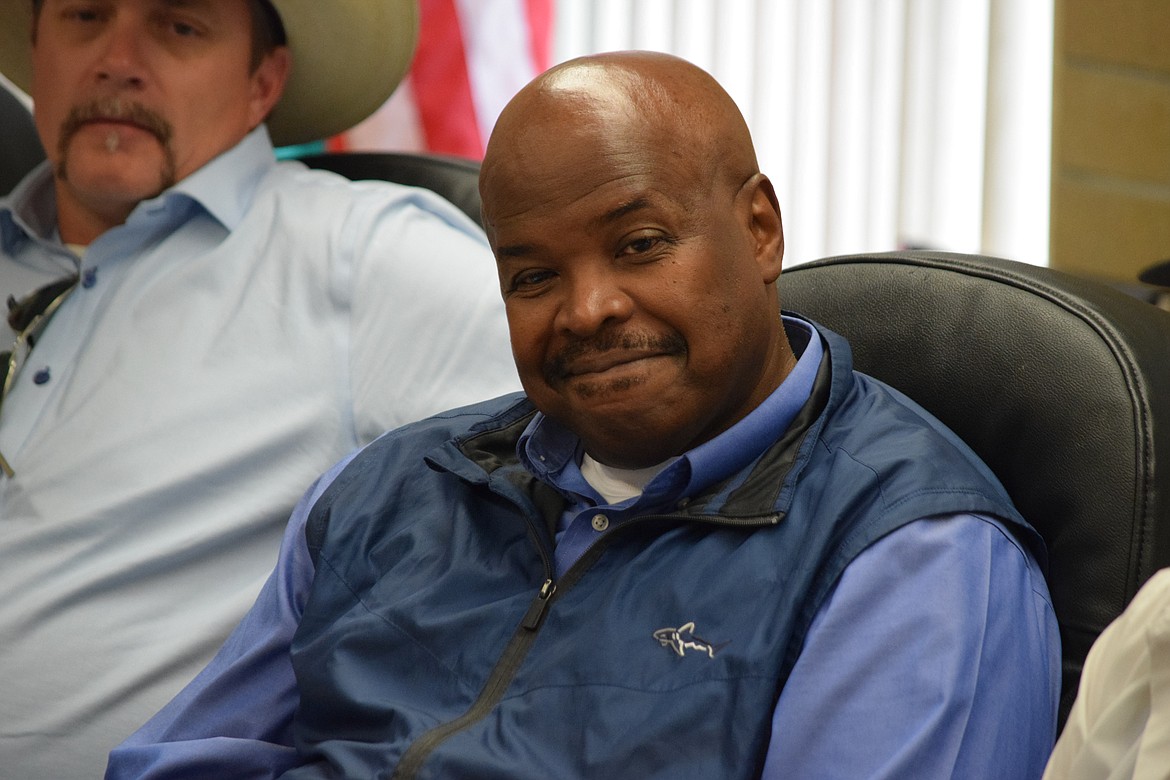 Terry Cosby, chief of the U.S. Department of Agriculture’s National Resource Conservation Service, sits and listens during a meeting in Moses Lake on Monday prior to a tour of recent East Columbia Basin Irrigation District improvements.