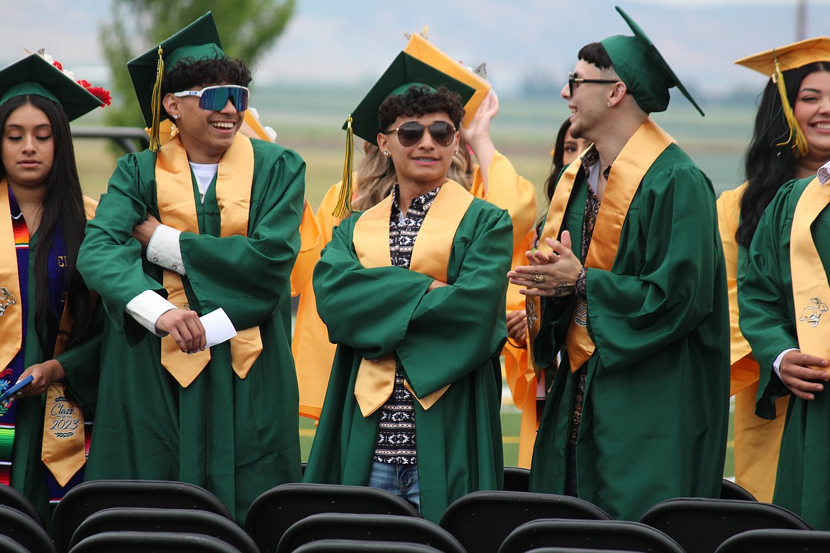 Quincy seniors await the rest of the class of 2023 during graduation ceremonies.