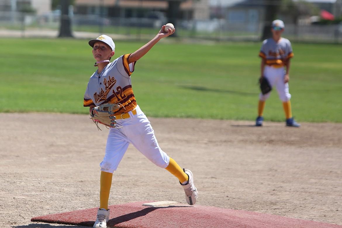 An 11U Moses Lake All-Star pitcher pitches against Cashmere in the semifinals of the 11U division bracket at the Pete Doumit Memorial Tournament.