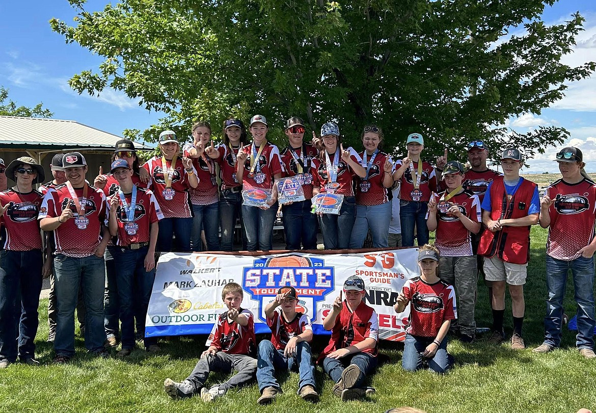 Shooting sports are popular in many Idaho school districts. Kootenai Trap Team members from the Kootenai Joint School District are pictured here celebrating after winning the 2023 Idaho Clay Target State Tournament in June in Boise.