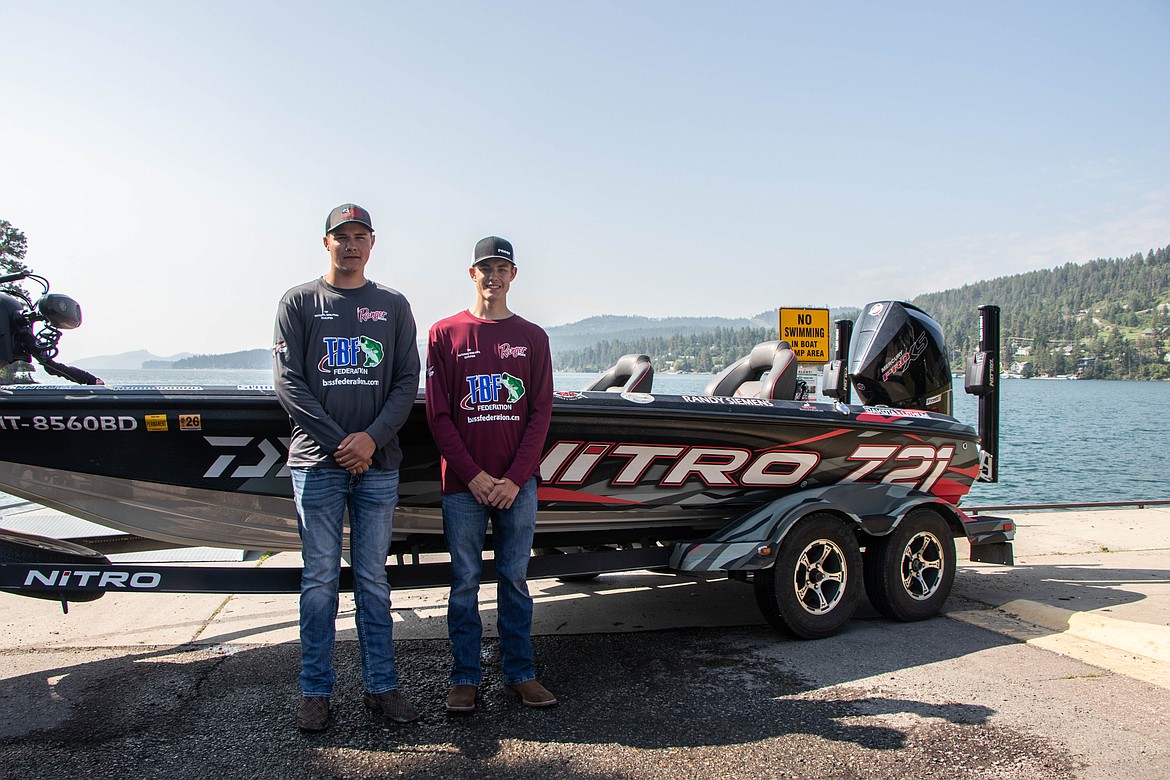 Aiden Curriz and Silas Jones pose for a portrait at the Somers boat launch on June 13, 2023. (Kate Heston/Daily Inter Lake)