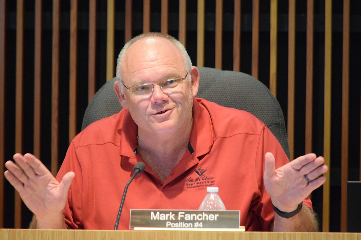 Moses Lake City Council Member Mark Fancher speaking at Tuesday’s regular city council meeting.