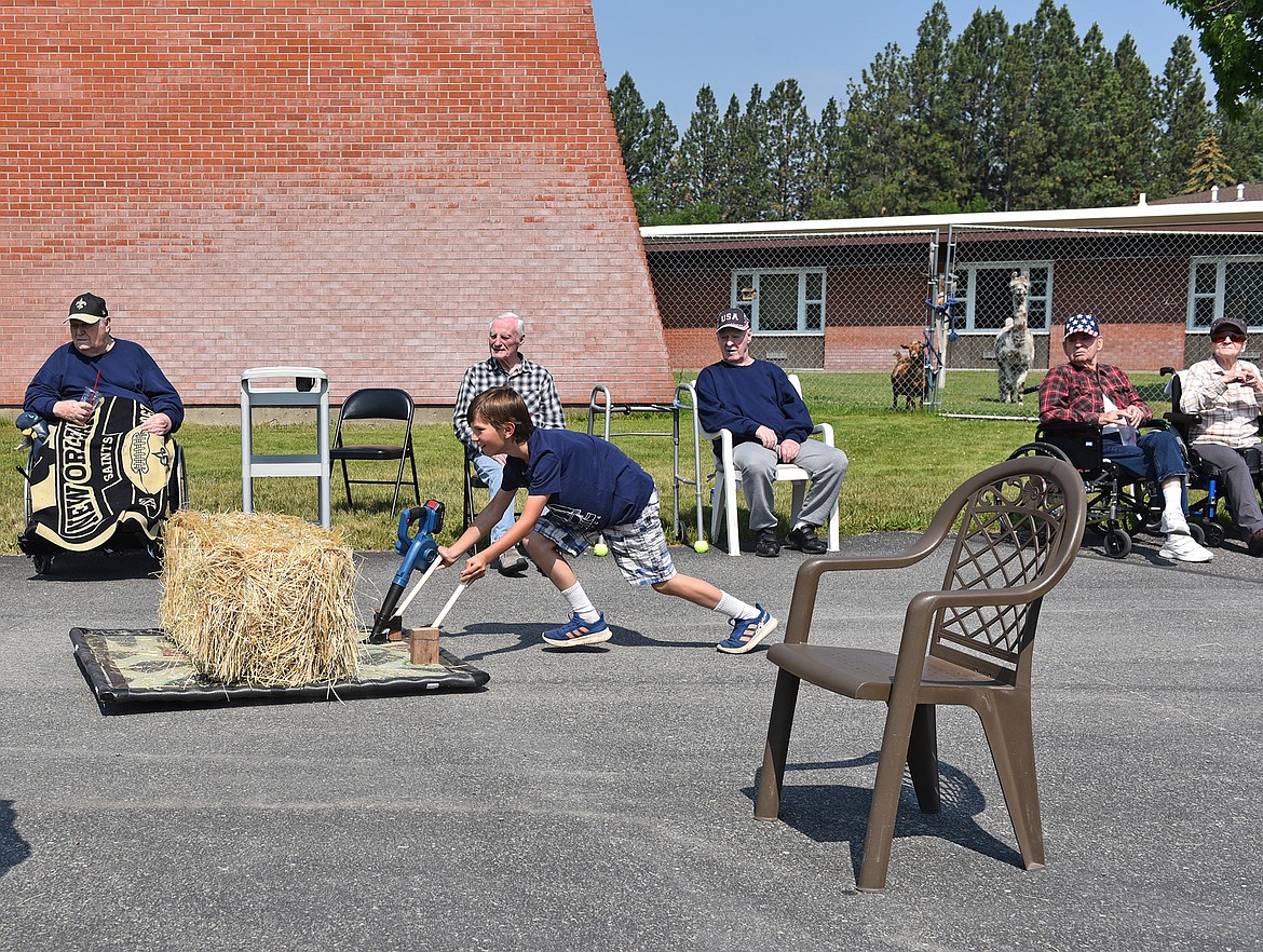 A successful hovercraft racer drives his board back from the finish line at the Montana Veterans Home last week. (Julie Engler/Whitefish Pilot)