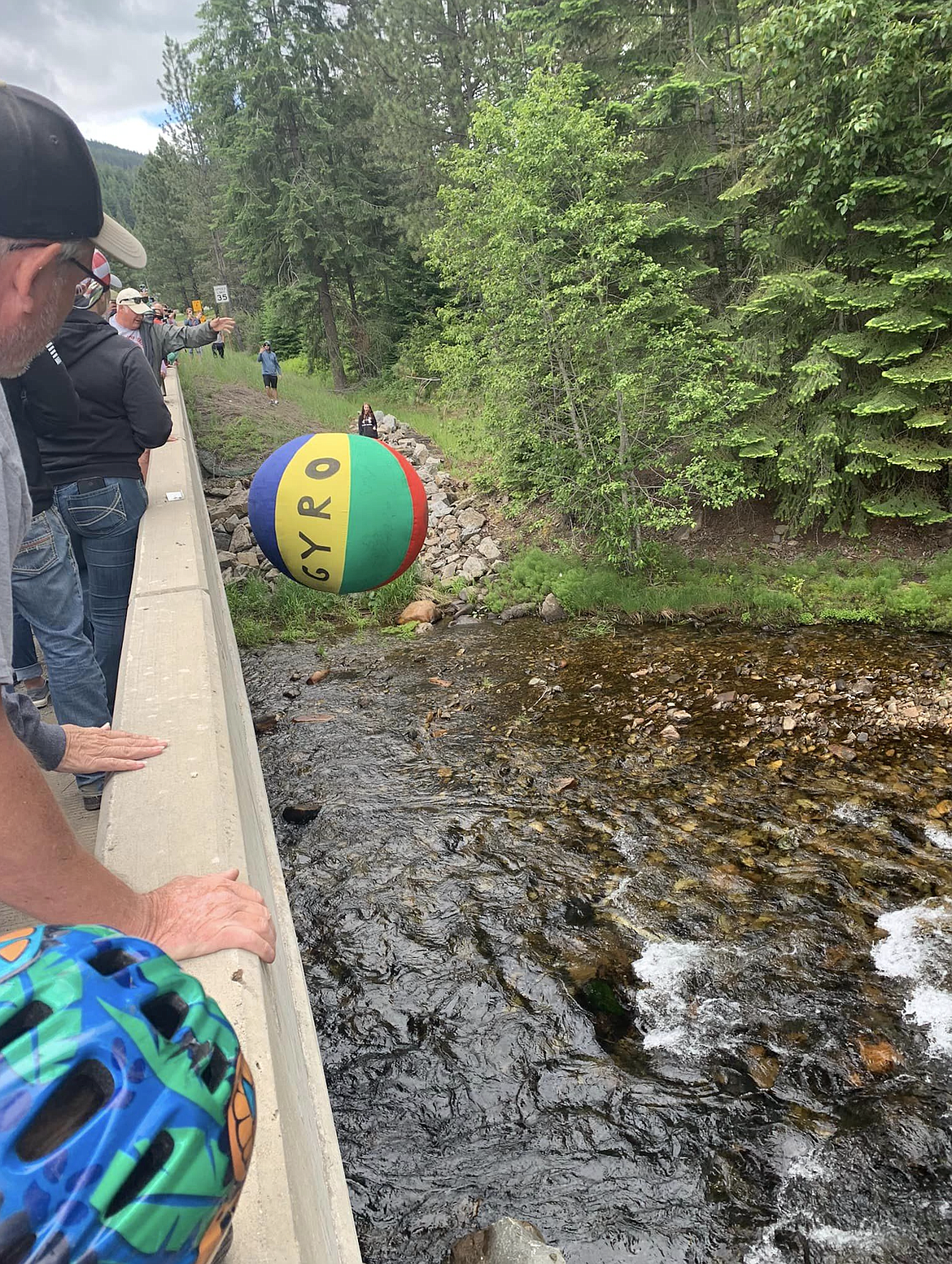 The Gyro Ball is dropped off of Mullan's Last Chance Bridge, officially kicking off the 81st running of the Lead Creek Derby.