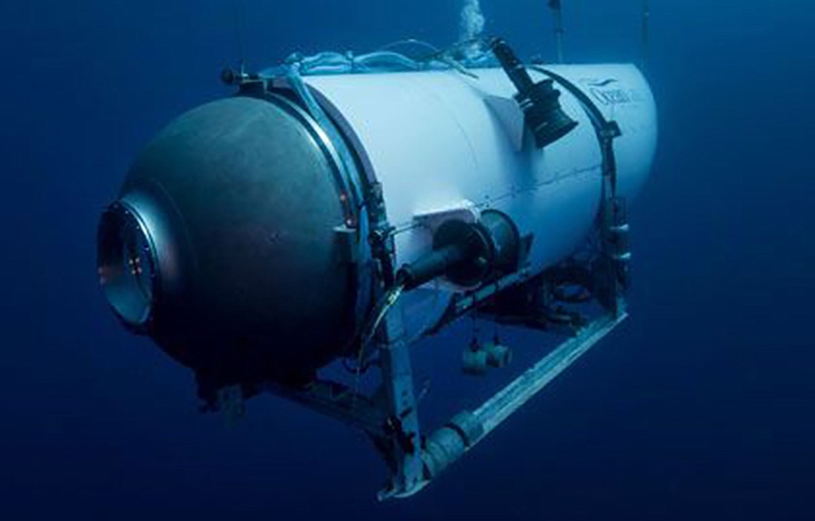 FILE - This undated photo provided by OceanGate Expeditions in June 2021 shows the company's Titan submersible. On Monday, June 19, 2023, a rescue operation was underway deep in the Atlantic Ocean in search of the technologically advanced submersible vessel carrying five people to document the wreckage of the Titanic, the iconic ocean liner that sank more than a century earlier. (OceanGate Expeditions via AP, File)