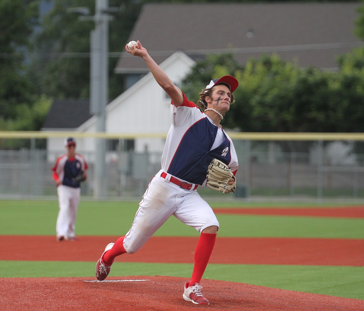 Dallen Williams gets ready to fire a pitch against the Lumbermen.