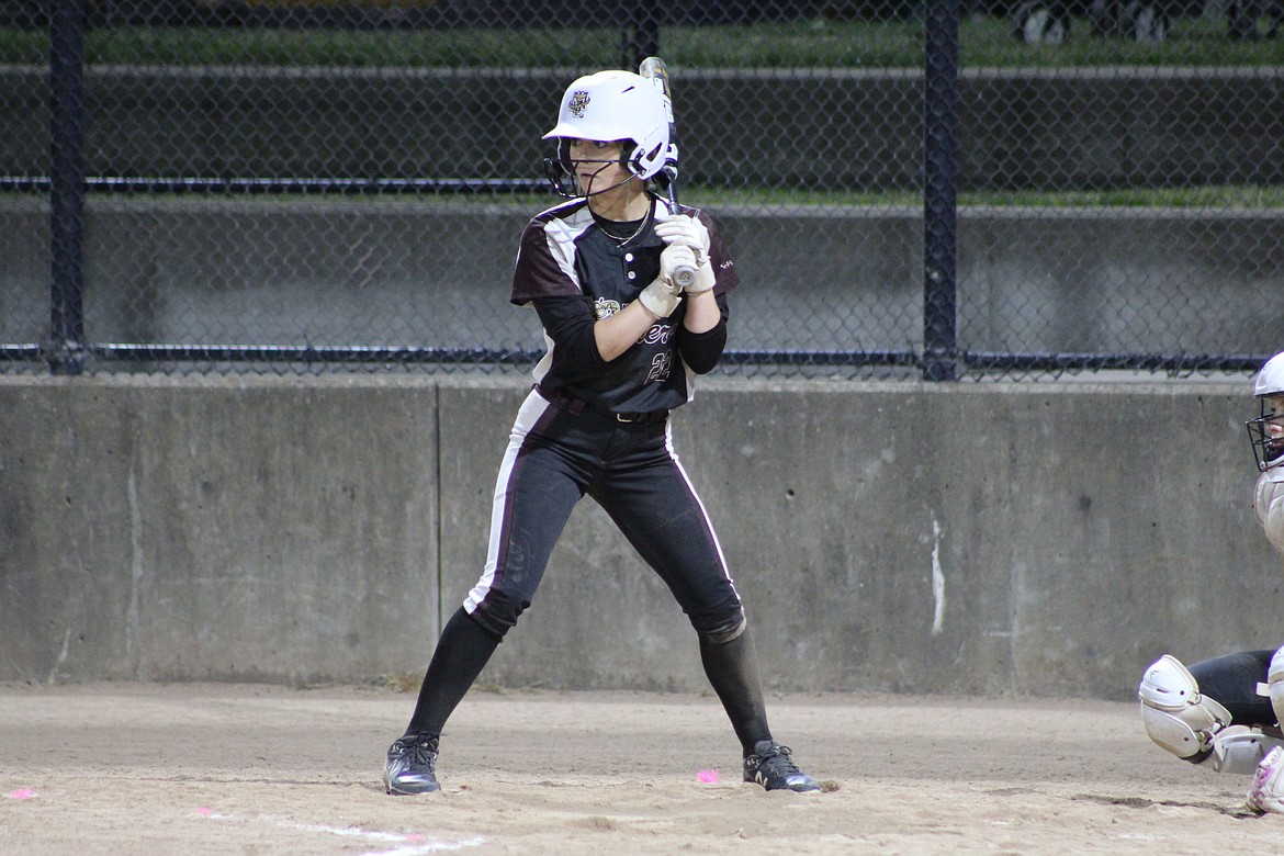 Moses Lake Rattlers second baseman Emilee Morris stands in the batter’s box during a game at the Triple Crown Valley Invite in Portland, Oregon.