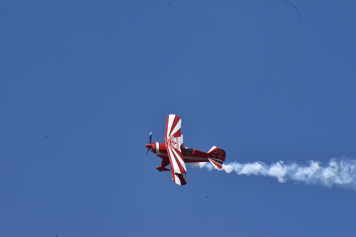 A closer shot of the biplane operated by RedFox Airshows.