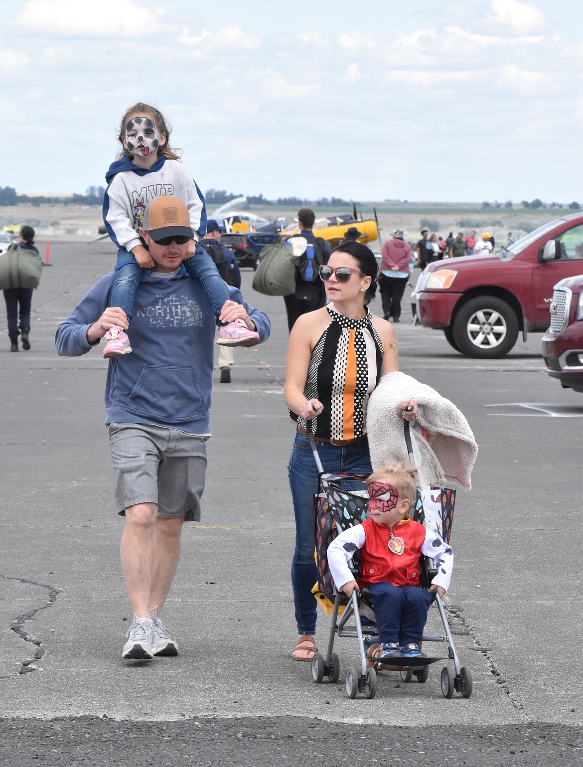 Aircraft weren’t sporting the only cool paint jobs at the Moses Lake Airshow. These two youngsters were painted up as a Dalmatian and Spiderman, respectively.