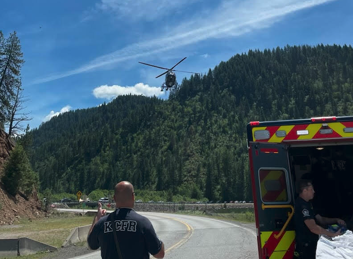 A Life Flight helicopter arrives on scene June 11 at Beauty Bay Marina where two members of East Side Fire District responded to a cardiac arrest call. Thanks to bystanders and responding East Side members assisting with CPR, the man in cardiac arrest survived.