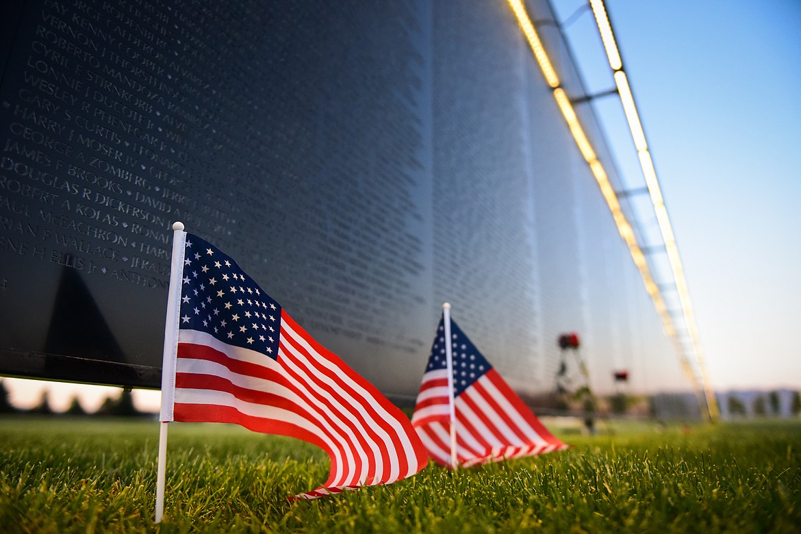 American flags along The Wall That Heals at the Glacier High School soccer fields on Thursday, June 22. (Casey Kreider/Daily Inter Lake)
